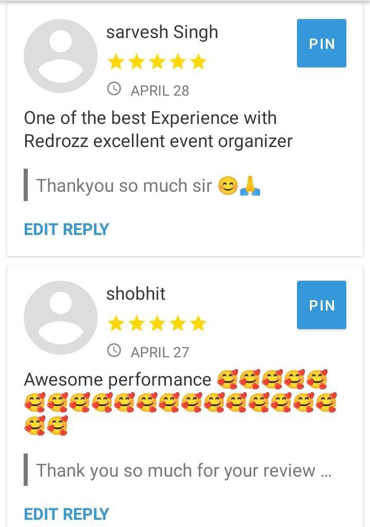 Redrozzez events testimonials event planner